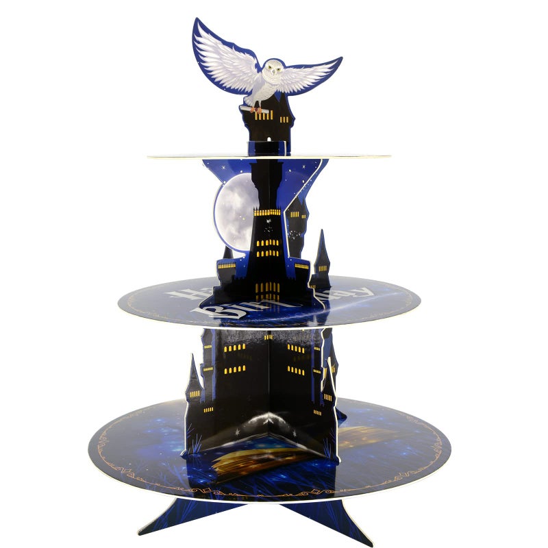 KALEFO Magical Wizard 3 Tier Cupcake Stand School Party Decorations Cake Unique Birthday Halloween Supplies Cosplay Favors Table Decor Magical