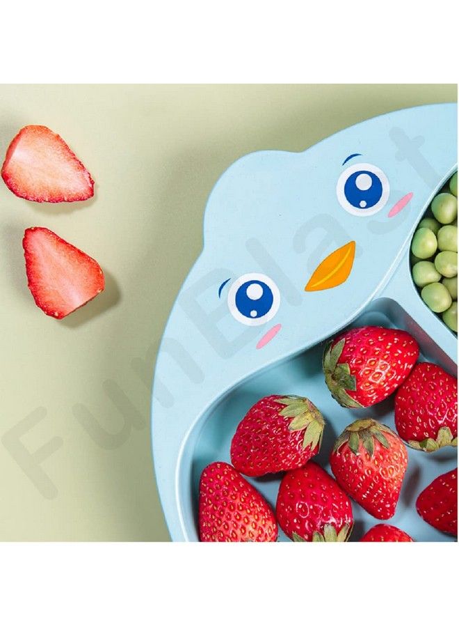 FunBlast Bamboo Fiber Feeding Set For Kids Cartoon Design Children Tableware Set Utensils And Dishes Includes Plate Spoon Fork And Chopsticks Plates For Kids Tableware Cutlery (Pink)  - Image 3