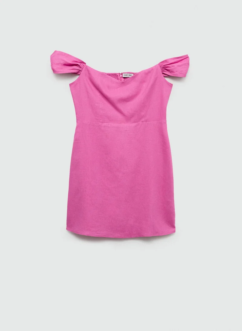 مانجو Boat-Neck Linen Dress