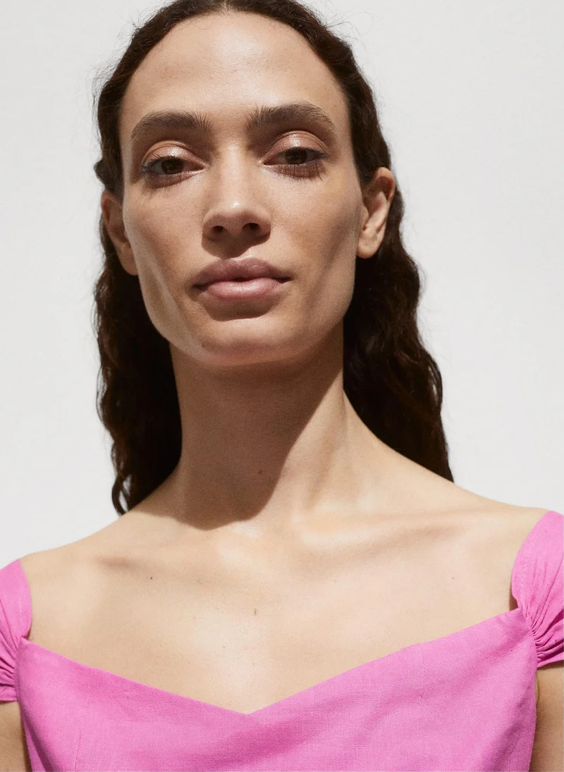 مانجو Boat-Neck Linen Dress