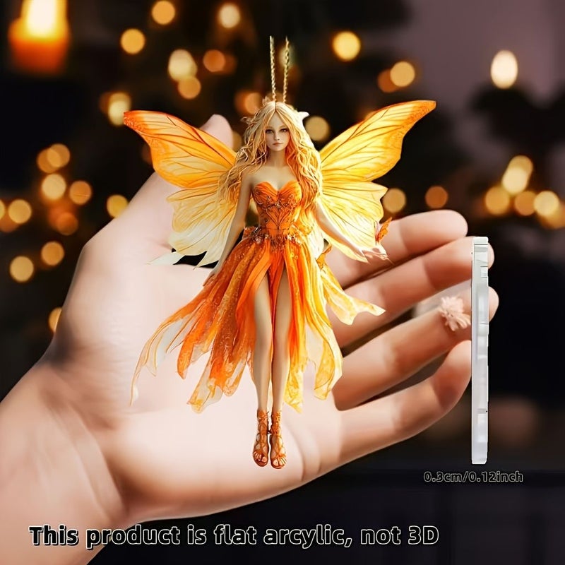 Colorful Butterfly Fairy Acrylic Hanging Ornament For Car Mirror And Keychain Gift - Image 4