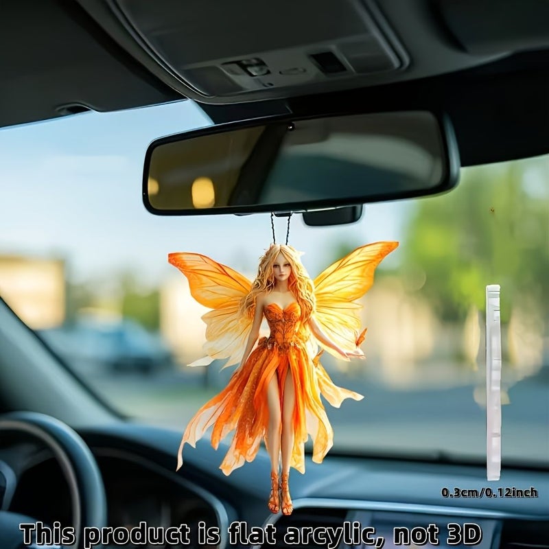 Colorful Butterfly Fairy Acrylic Hanging Ornament For Car Mirror And Keychain Gift - Image 1