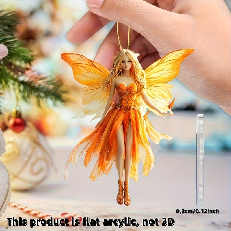 Colorful Butterfly Fairy Acrylic Hanging Ornament For Car Mirror And Keychain Gift - Image 5