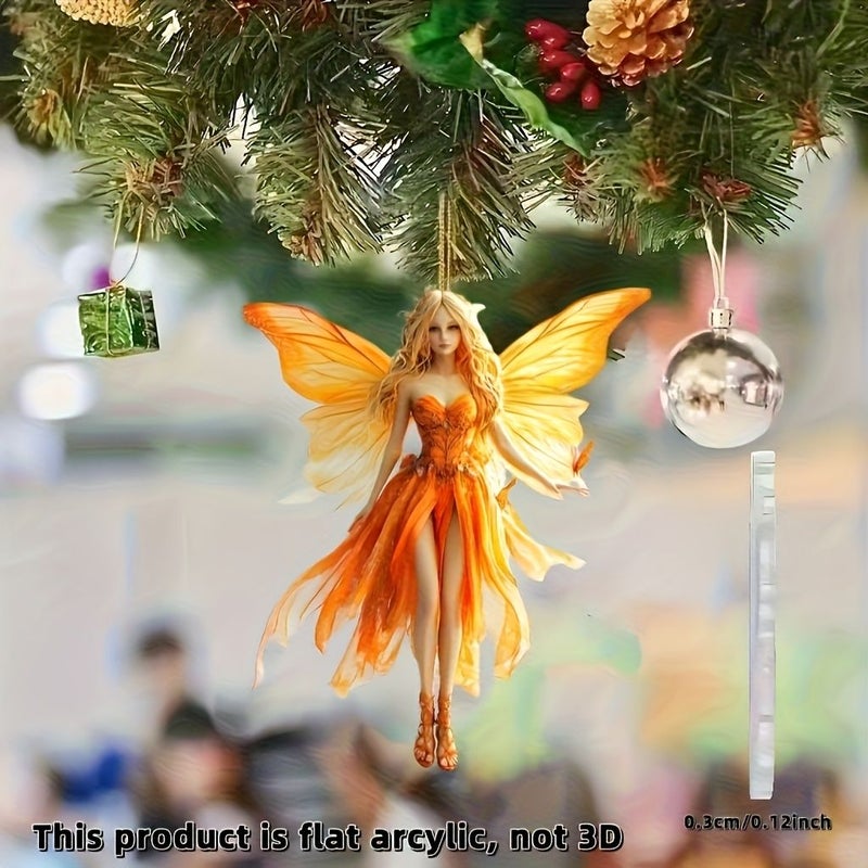 Colorful Butterfly Fairy Acrylic Hanging Ornament For Car Mirror And Keychain Gift - Image 3