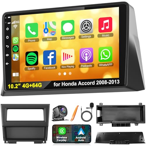 electrosmart Android Car Radio for Honda Accord 20082013 Build in WirelessWire Carplay Android Auto Support Bluetooth52 Backup CameraFM StereoSWC102 Inch IPS Touch Screen 4GB64GB - Image 1