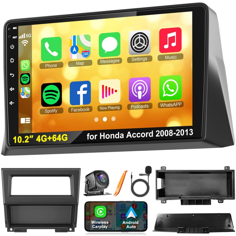 electrosmart Android Car Radio for Honda Accord 20082013 Build in WirelessWire Carplay Android Auto Support Bluetooth52 Backup CameraFM StereoSWC102 Inch IPS Touch Screen 4GB64GB - Image 2