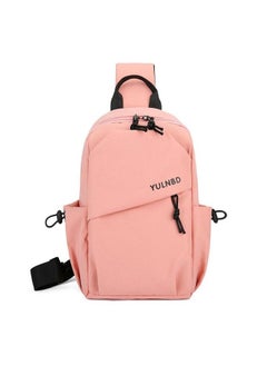 Generic Unisex Large-Capacity Travel Sling Bag Water-Resistant Chest Pack Pink 