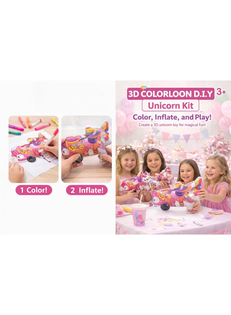 Colorloon DIY Unicorn Craft Kit for Kids | Color & Inflate 3D Balloon Toy | Educational Paper Toy | Creative Activity Set for Girls & Boys | Ages 3 & Above - Image 2