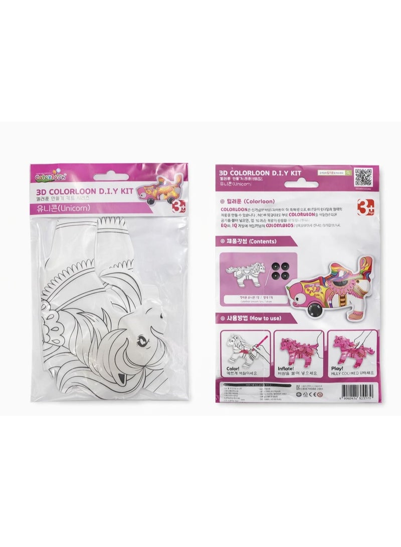 Colorloon DIY Unicorn Craft Kit for Kids | Color & Inflate 3D Balloon Toy | Educational Paper Toy | Creative Activity Set for Girls & Boys | Ages 3 & Above - Image 1