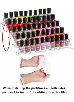 Generic Clear Nail Polish Organizers And Storage 5 Layer Nail Polish Rack Tabletop Display Stand Holds Up to 45 Bottles Acrylic 5 Tier Essential Oils Holder For Professional Nail Salon  - Image 4