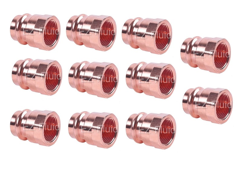 10 عبوة EZFLUID للسباكة 34 FIP × ضغط LF نحاس ضغط محول أنثوي ضغط نحاس محول ضغط أنثوي NPT × ضغط اتصال معتمد من NSFcUPC سكني وتجاري
