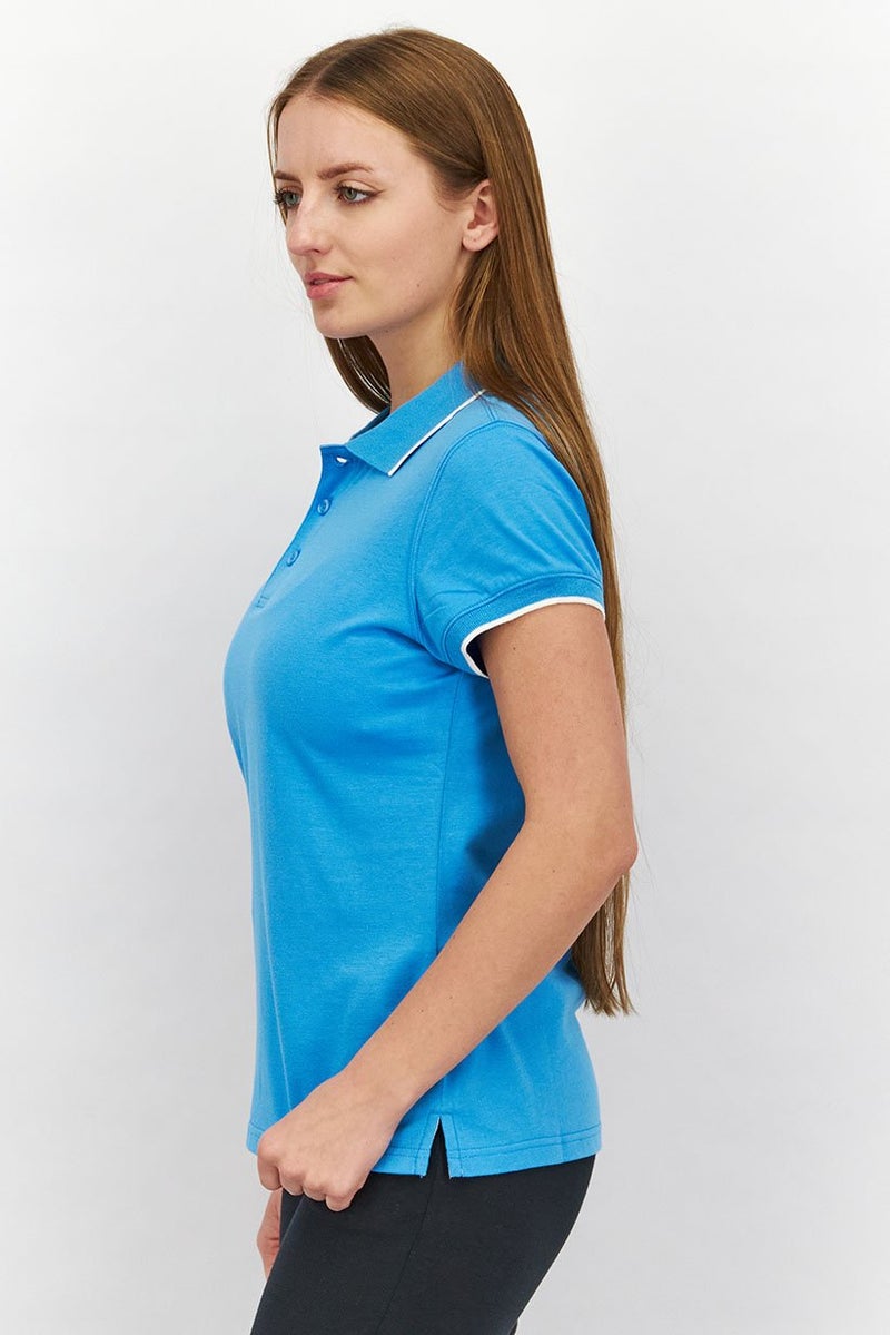 Mizuno Women Regular Fit Short Sleeve Training Polo, Blue - Image 2