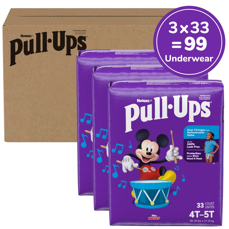 Pull-Ups Boys' Potty Training Pants, Size 4T-5T Training Underwear (38-50 lbs), 99 Count (3 Packs of 33), Packaging May Vary - Image 2