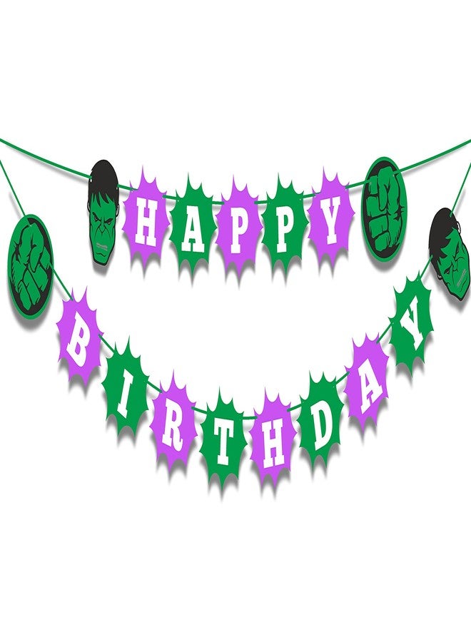 Seyal Hlk Happy Birthday Banner for Party Decorations - Vibrant Green Suprhero Birthday Banner, Durable and Reusable Party Décor, Perfect for Indoor & Outdoor Celebrations, Easy to Hang - Image 2