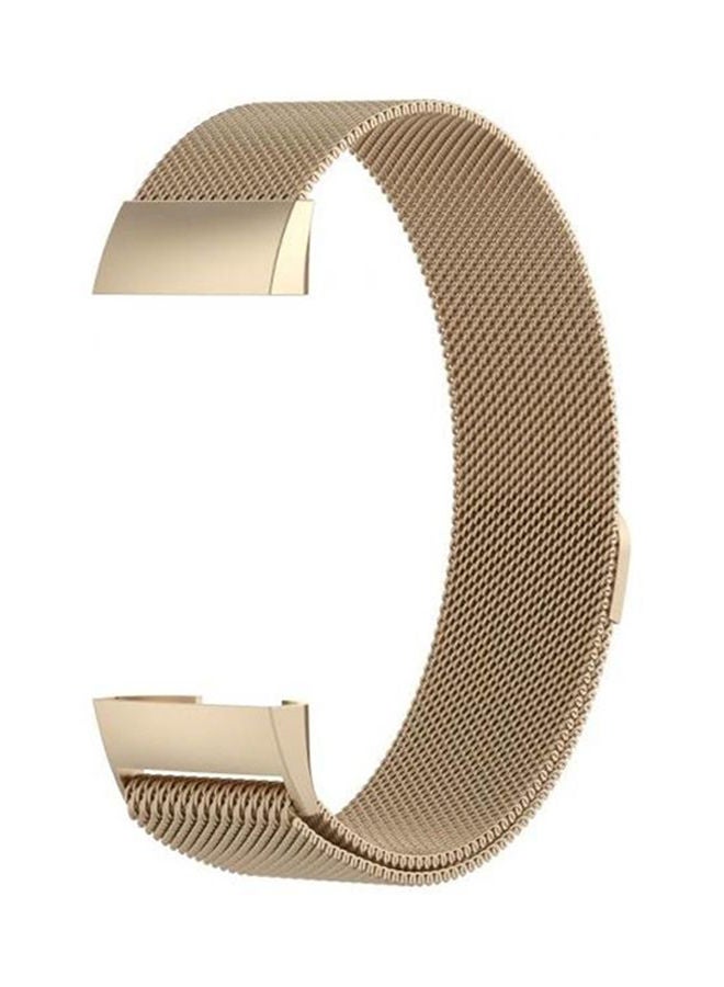 NIBEMINENT Fitbit Charge 3 Magnetic Milanese Loop Strap Smart Watch Band Light Gold - Image 3