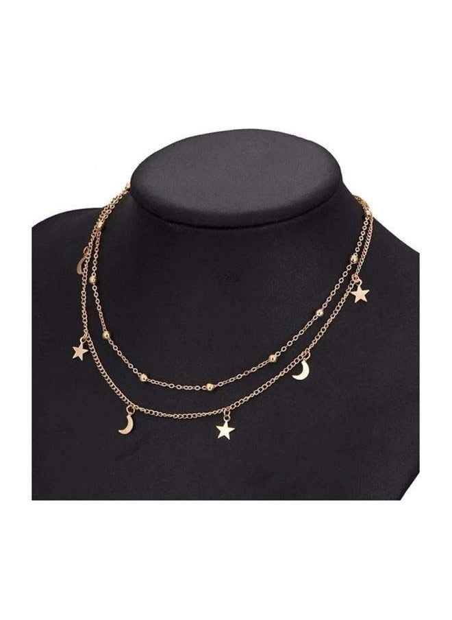 NIBEMINENT Gold Plated Moon And Star Style Chocker Necklace  - Image 1