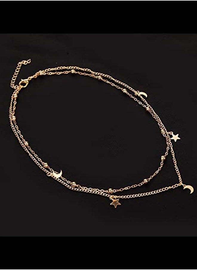 NIBEMINENT Gold Plated Moon And Star Style Chocker Necklace  - Image 3