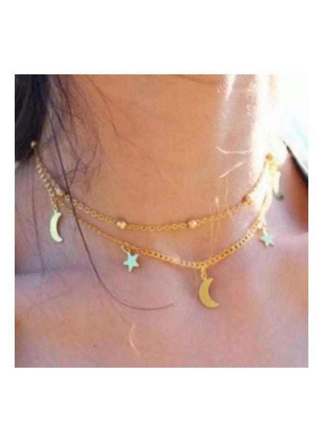NIBEMINENT Gold Plated Moon And Star Style Chocker Necklace  - Image 2