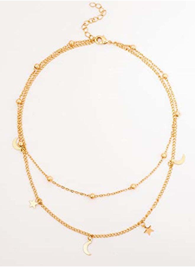 NIBEMINENT Gold Plated Moon And Star Style Chocker Necklace  - Image 5