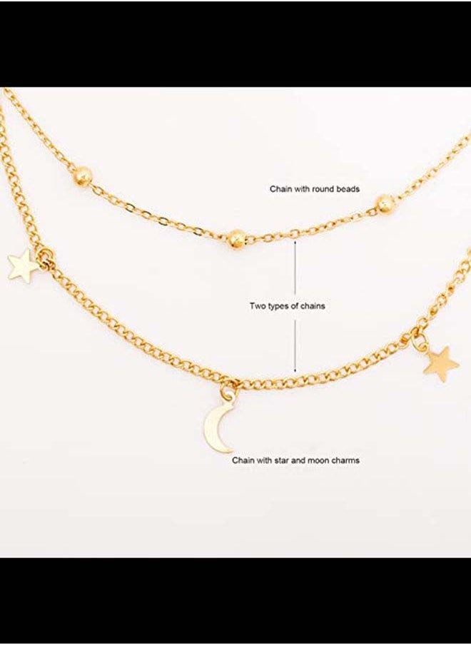 NIBEMINENT Gold Plated Moon And Star Style Chocker Necklace  - Image 4