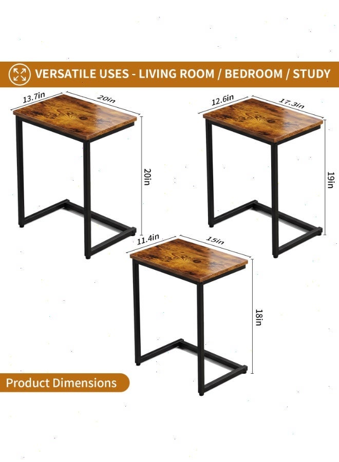 Yoawllty 3 Pieces Coffee Tables Set, Modern Stackable Side End Tables with Sturdy Steel Metal Legs, Black Compact Nested Accent Furniture for Living Room Home Decor - Image 2