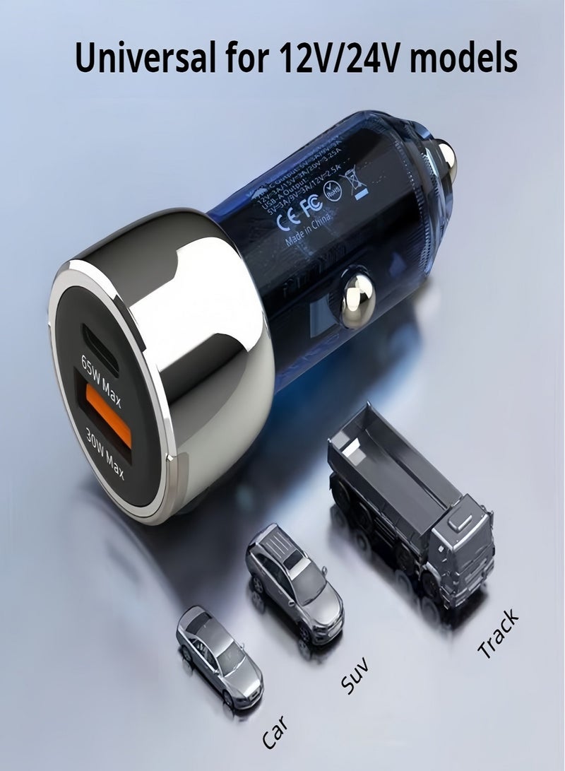 USB C Car Charger,45W USB C mobile charger adapter ,Dual-Port 65W USB C and 30W USB A Car Fast Charger ,Smart Overheat Protection Car Charger For Huawei,Xiaomi,iPad  - Image 3