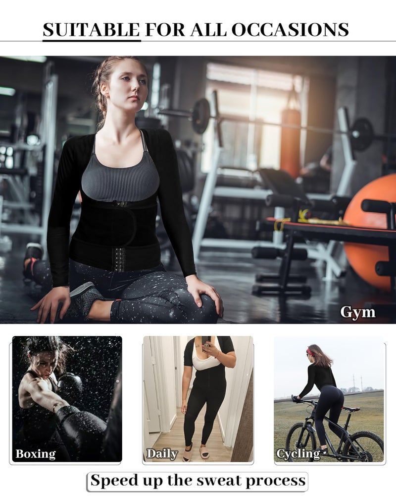 QZSH Sauna Suit for Women Slimming Shirt Sweat Vest Heat Trapping Tank Top Workout Body Shaperwear,Adjustable waist,Breathable Armpit,Double Non-slip Silicone(6016-01-L) - Image 5
