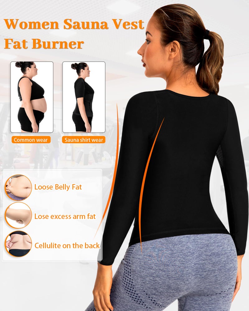QZSH Sauna Suit for Women Slimming Shirt Sweat Vest Heat Trapping Tank Top Workout Body Shaperwear,Adjustable waist,Breathable Armpit,Double Non-slip Silicone(6016-01-L) - Image 2