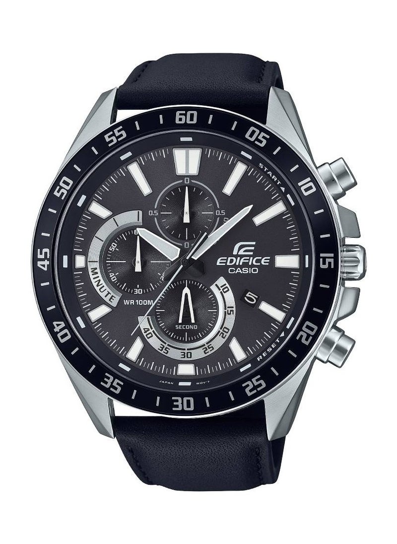 CASIO Edifice Chronograph Black Dial Leather Strap Men's Watch EFV-620L-1AVUDF  - Image 1