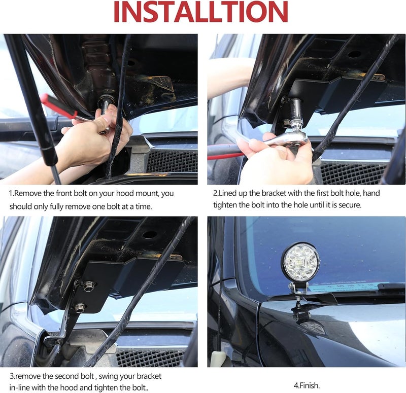 LLKUANG Metal LED Light Pod Hood Mount Bracket Kit for Toyota Tundra 2014-2021 - Image 5