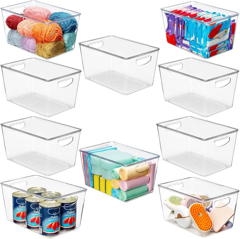 theaoo Clear Storage Bins with Lids Stackable - Large Plastic Containers for Pantry Organization and Storage - Perfect for kitchen,Fridge,Laundry Room,Bathroom,Garage,Closet,Cabinet Organizer -10 Pack - Image 1