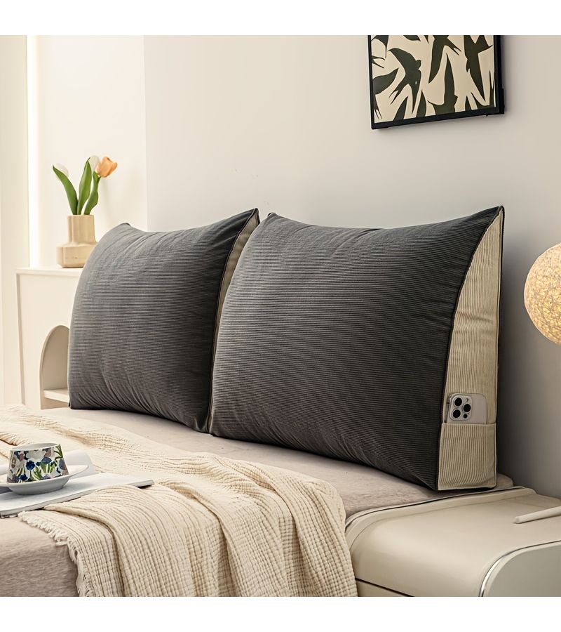 1pc Brown Reading Pillow Bed Support Cushion 35.43X19.69 Inch - Image 4