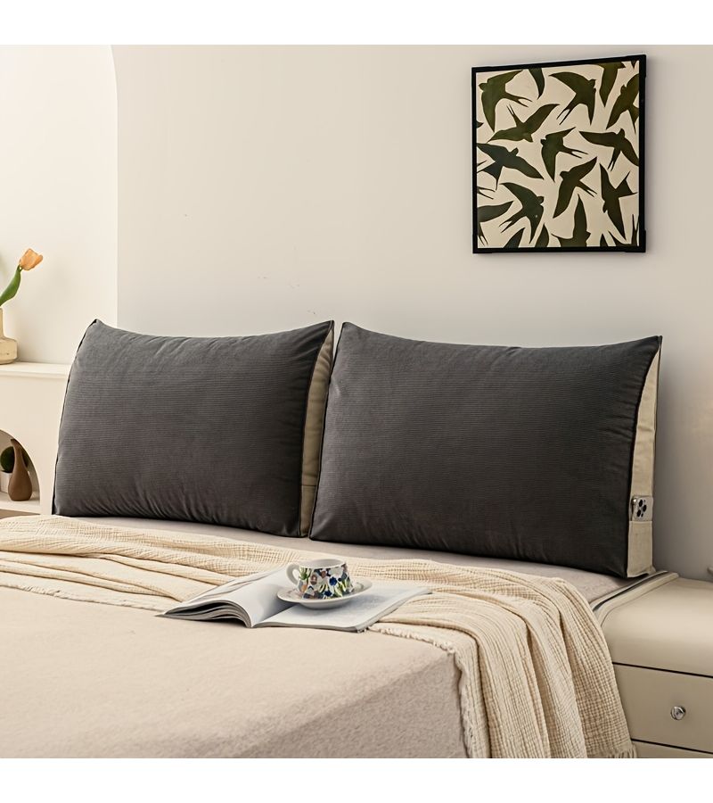 1pc Brown Reading Pillow Bed Support Cushion 35.43X19.69 Inch - Image 2