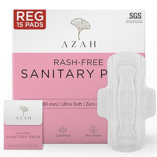 AZAH Sanitary Pads for Women Regular [Pack of 90] 100% Rash-Free sanitary napkins | 3x More Absorption, Cottony Soft and Dry Top Cover for heavy Flow | Leak-Proof | With Disposable Bag - Image 1