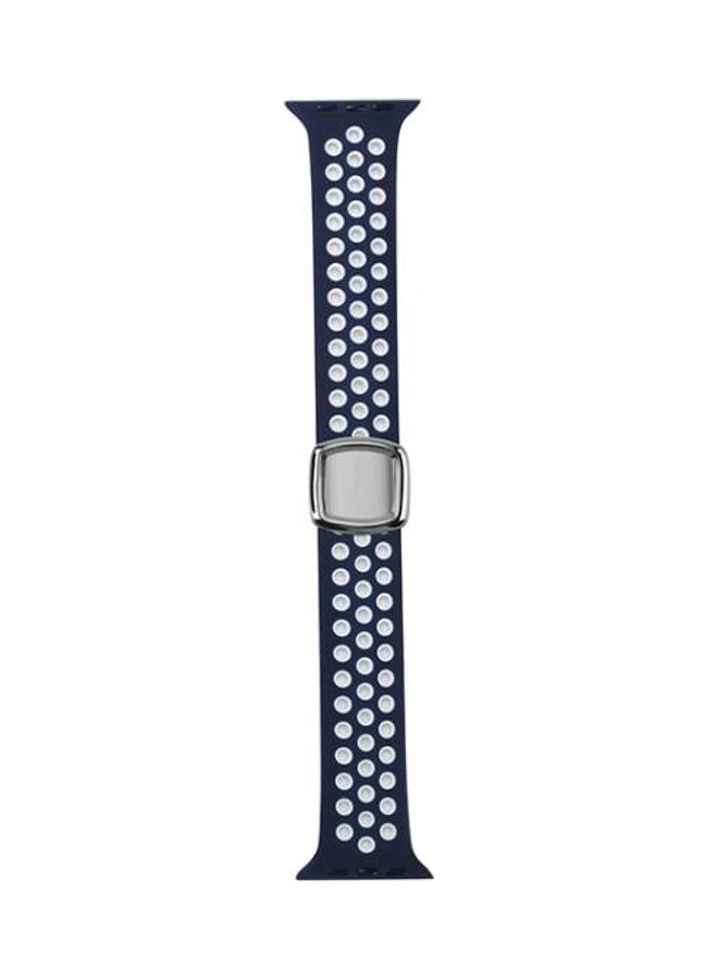 NIBEMINENT Replacement Watchbands For Series 7 45mm/6 & SE 5 4 44mm/3 2 1 42mm Blue White - Image 2