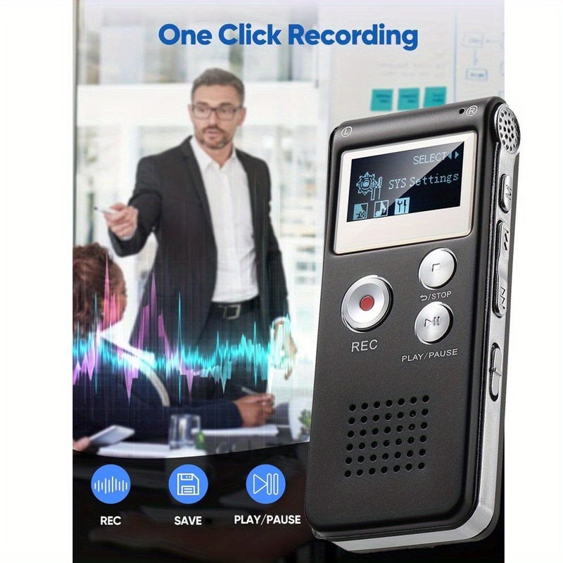 مسجل صغير يعمل بالصوت، لون أرجواني، سعة 8 جيجابايت، شاشة، تشغيل خارجي MP3، بطارية طويلة الأمد - Image 3