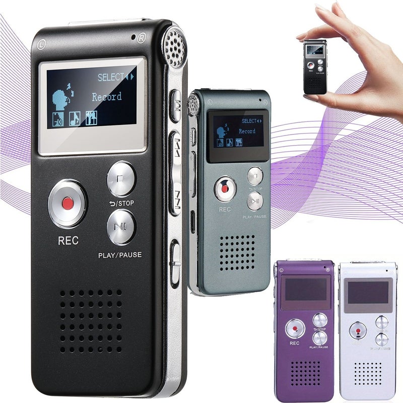 مسجل صغير يعمل بالصوت، لون أرجواني، سعة 8 جيجابايت، شاشة، تشغيل خارجي MP3، بطارية طويلة الأمد - Image 4