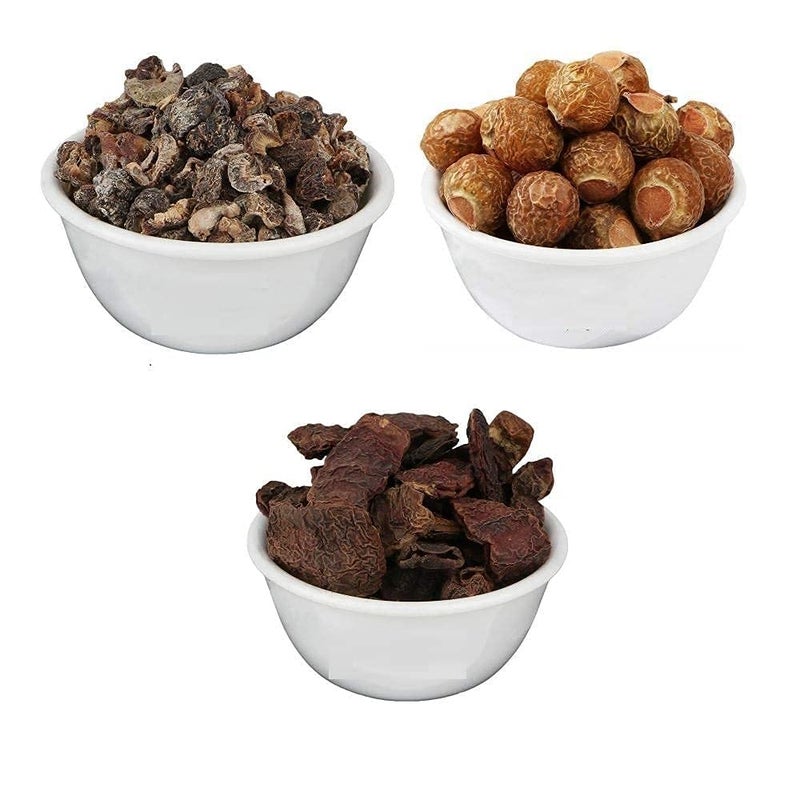 Bague Natural Organic Whole Dried Amla Reetha Shikakai Raw Form Combo Pack Chemical Free Soapnuts aritha nuts Acacia Concinna ground reeta shikakai amla Each 200 grams - Image 1