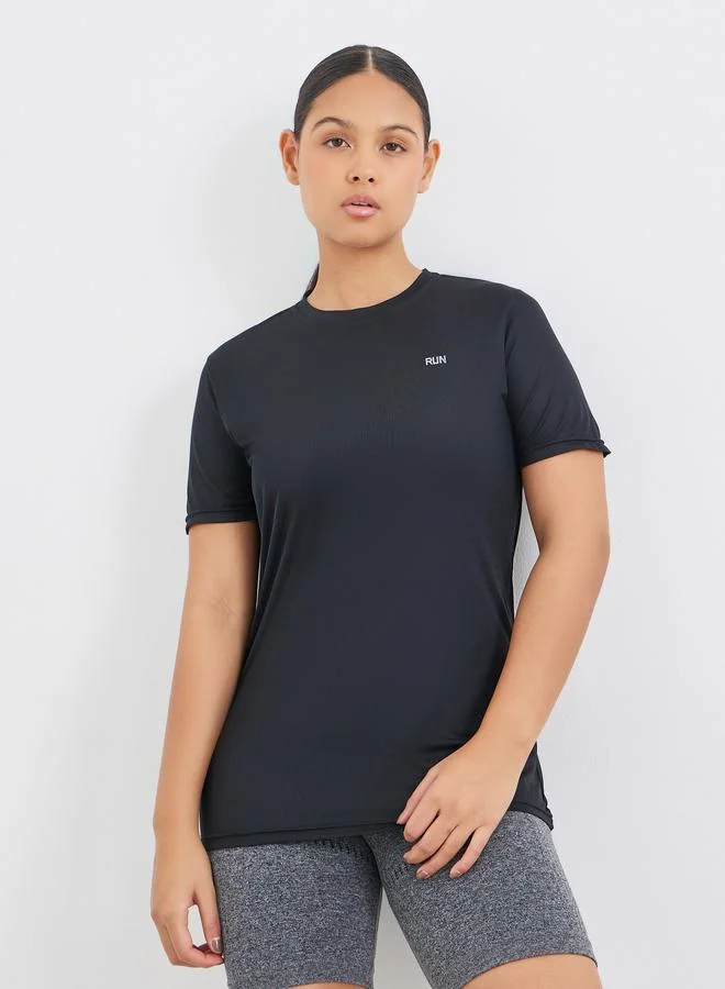 Styli Styli Reflective Text Basic Short Sleeves Top