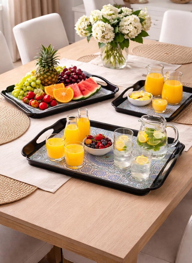 SALEPUSH Melamine Dinner Plate 3 Compartments Rectangular | Non-Breakable Meal Plate with 3 Sections | Partitioned Melamine 24×21 cm (Tray Set of 3) - Image 4
