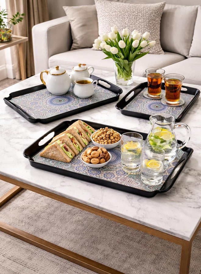 SALEPUSH Melamine Dinner Plate 3 Compartments Rectangular | Non-Breakable Meal Plate with 3 Sections | Partitioned Melamine 24×21 cm (Tray Set of 3) - Image 3