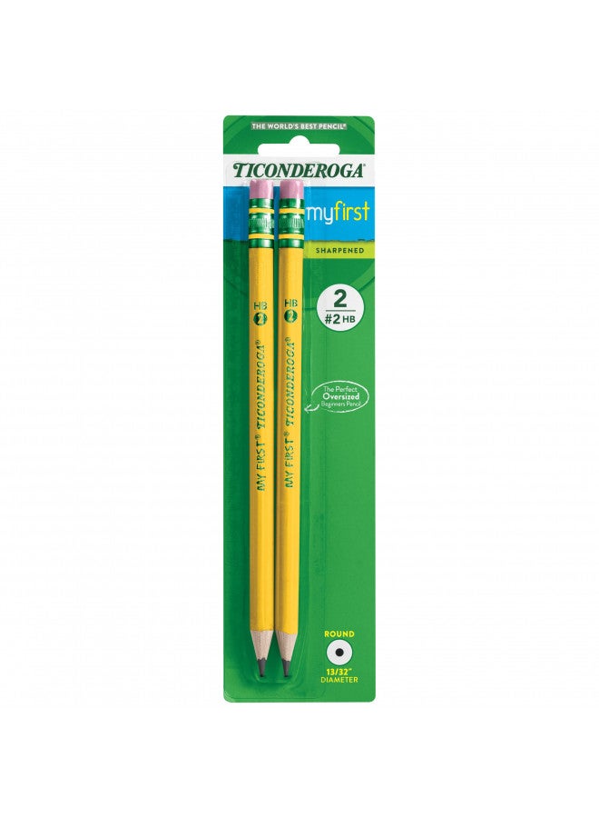 Ticonderoga My First Wood-Cased Pencils, 2 HB Soft, Pre-Sharpened, Yellow, 2 Count - Image 1