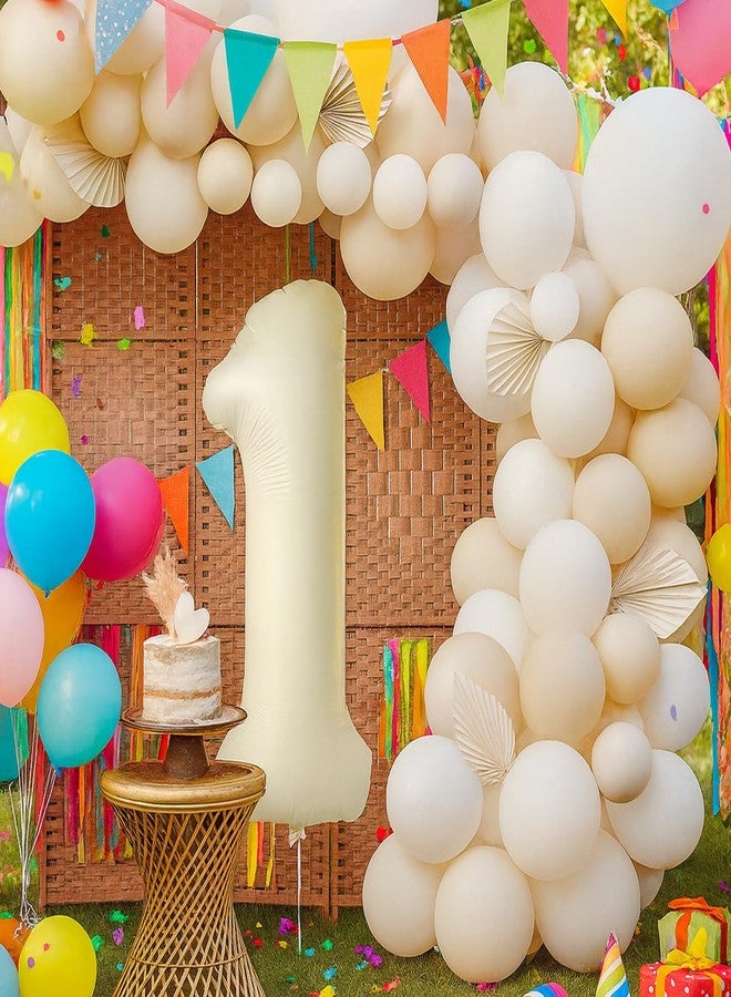 Netnology 40 Inch Beige Number 1 Balloon for 1st Birthday Decoration,Large Cream White Foil Number Balloons Sign for Boys Girls First Birthday Decorations Anniversary Party Supplies - Image 4