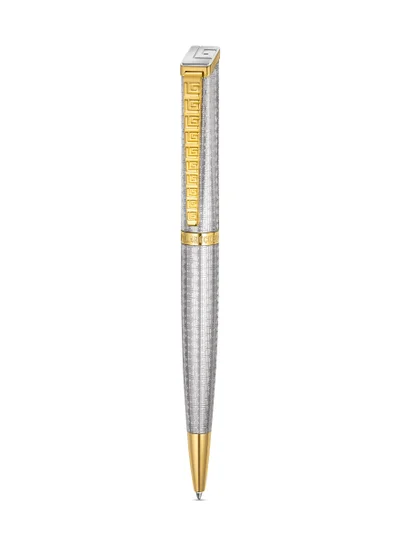 غاي لاروش Guy Laroche Andrea Full Logo Silver Pen with Grey Trims and Silver Top