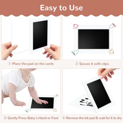 PChero 6" x 4" Large Size Baby Inkless Handprint and Footprint Kit with 4 Ink Pads and 8 Imprint Cards by PChero, Ideal for Family Keepsake Newborn Registry Baby Shower Present (Ink Area: 4.9" x 3.14") - Image 4