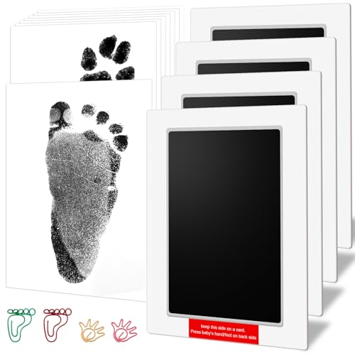 PChero 6" x 4" Large Size Baby Inkless Handprint and Footprint Kit with 4 Ink Pads and 8 Imprint Cards by PChero, Ideal for Family Keepsake Newborn Registry Baby Shower Present (Ink Area: 4.9" x 3.14") - Image 1