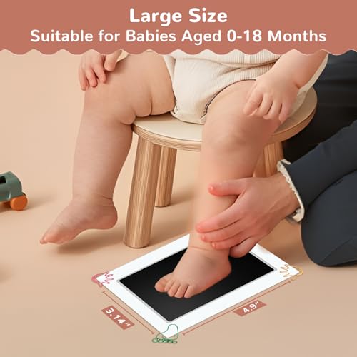 PChero 6" x 4" Large Size Baby Inkless Handprint and Footprint Kit with 4 Ink Pads and 8 Imprint Cards by PChero, Ideal for Family Keepsake Newborn Registry Baby Shower Present (Ink Area: 4.9" x 3.14") - Image 2