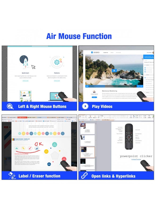 DinoFire Presentation Clicker Air Mouse Function Wireless Presenter USB Powerpoint Clicker, RF 2.4 GHz Presentation Remote Control Clicker for powerpoint presentations Support Mac, Laptop, Computer 11  - Image 3