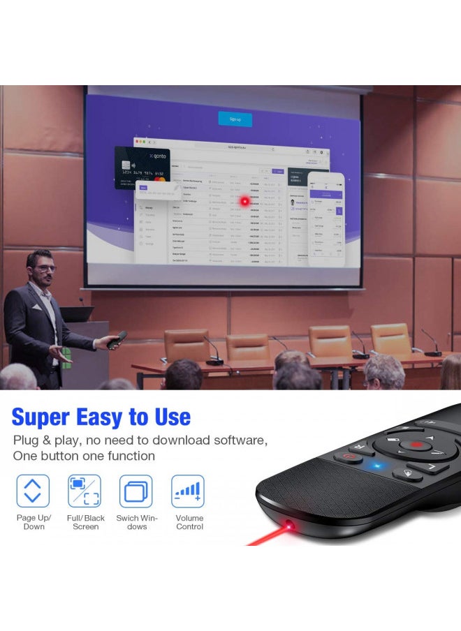 DinoFire Presentation Clicker Air Mouse Function Wireless Presenter USB Powerpoint Clicker, RF 2.4 GHz Presentation Remote Control Clicker for powerpoint presentations Support Mac, Laptop, Computer 11  - Image 2