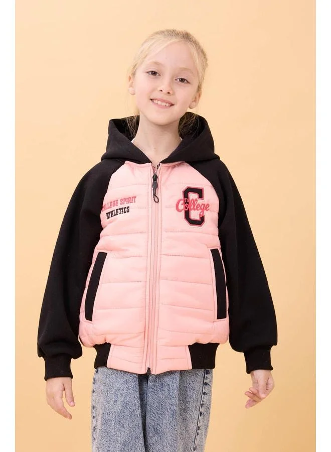 Perendi Girl's Plush Lined Hooded Quilted College Jacket – Yavruağzı.